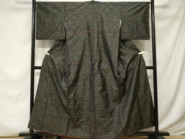 平和屋着物■本場大島紬 幾何学花文 正絹 逸品 CABE7689ev