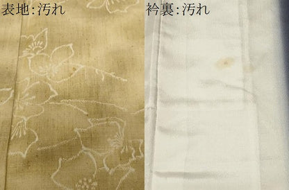 平和屋着物■上質な紬　枝花文　正絹　逸品　CABE7694ev
