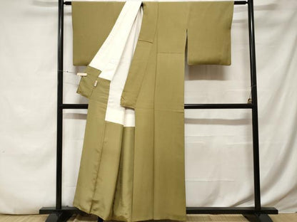 平和屋着物■上質な色無地 根岸色 正絹 逸品 CABE7708ev