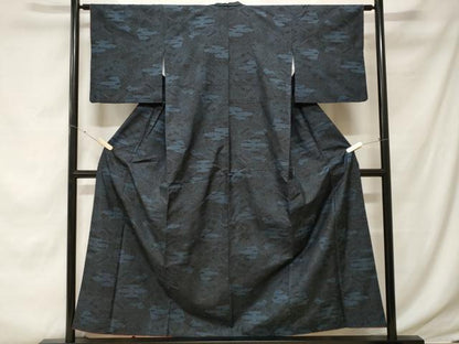 平和屋着物■本場大島紬　7マルキ　エ霞幾何学文　正絹　逸品　CABE7736ev