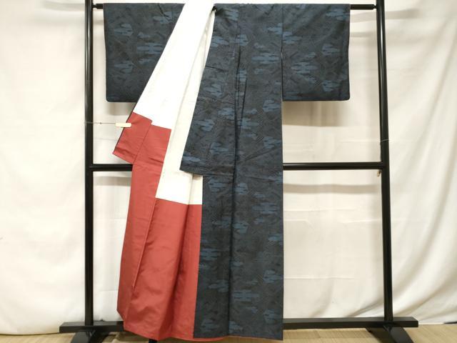 平和屋着物■本場大島紬　7マルキ　エ霞幾何学文　正絹　逸品　CABE7736ev