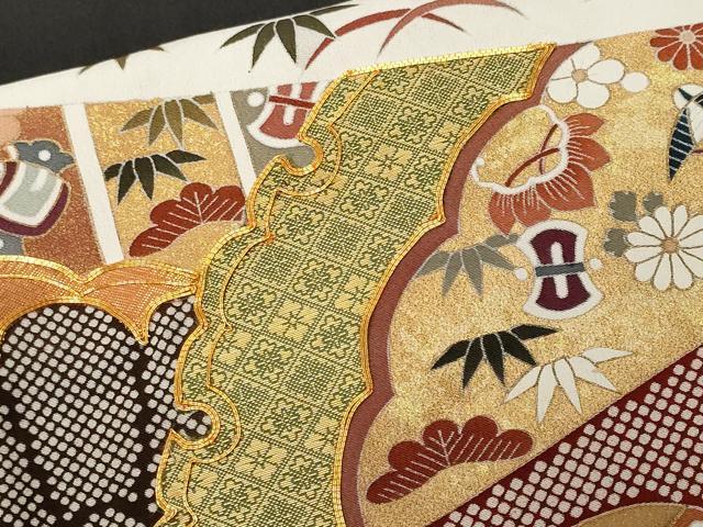 平和屋着物■豪華黒留袖　草花文　金彩　正絹　逸品　DABA9883sf 金彩 正絹 平和屋着物□豪華黒留袖 平和屋着物○豪華黒留袖 作家物 宝尽くし花文