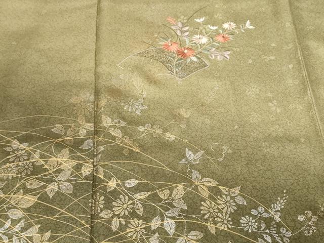 平和屋着物■中国三大刺繍 スワトウ刺繍 訪問着 地紙芝草花文 暈し染め 金銀彩 正絹 逸品 CABE7761ev