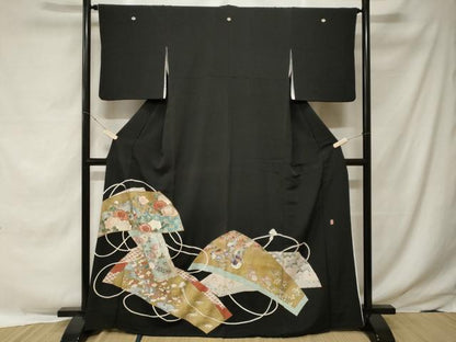 平和屋着物■豪華黒留袖　作家物　孔雀吉祥花鳥文　暈し染め　金彩　正絹　逸品　CABE7762ev