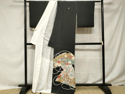 平和屋着物■豪華黒留袖　作家物　孔雀吉祥花鳥文　暈し染め　金彩　正絹　逸品　CABE7762ev
