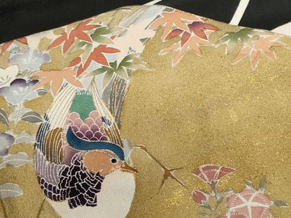 平和屋着物■豪華黒留袖　作家物　孔雀吉祥花鳥文　暈し染め　金彩　正絹　逸品　CABE7762ev