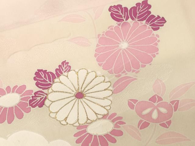 平和屋着物□訪問着 駒刺繍 雲取り舞花文 暈し染め 金彩