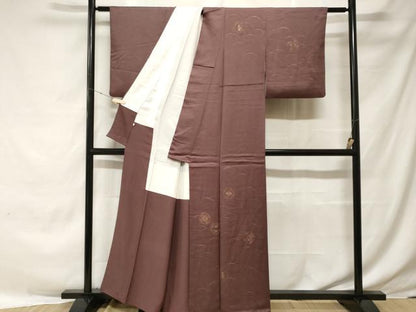 平和屋着物■訪問着　刺繍　芝草花文　正絹　逸品　CABE7775ev