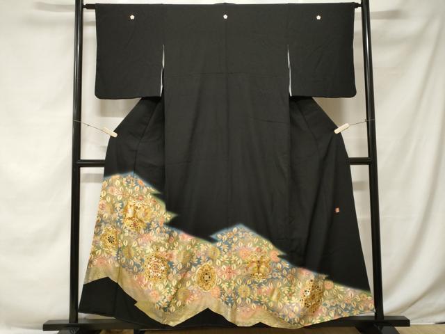 平和屋着物■豪華黒留袖　作家物　駒刺繍　向かい鳥正倉院花文　暈し染め　金彩　正絹　逸品　CABE7782ev