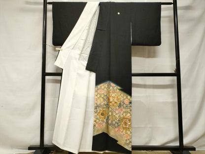 平和屋着物■豪華黒留袖　作家物　駒刺繍　向かい鳥正倉院花文　暈し染め　金彩　正絹　逸品　CABE7782ev