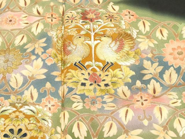 平和屋着物■豪華黒留袖　作家物　駒刺繍　向かい鳥正倉院花文　暈し染め　金彩　正絹　逸品　CABE7782ev
