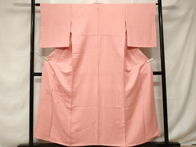 平和屋着物■中国三大刺繍　スワトウ刺繍　総刺繍　無地絵羽訪問着　貝桶花文　珊瑚色　正絹　逸品　CABE7786ev