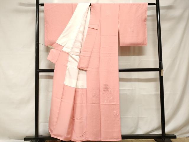 平和屋着物■中国三大刺繍　スワトウ刺繍　総刺繍　無地絵羽訪問着　貝桶花文　珊瑚色　正絹　逸品　CABE7786ev
