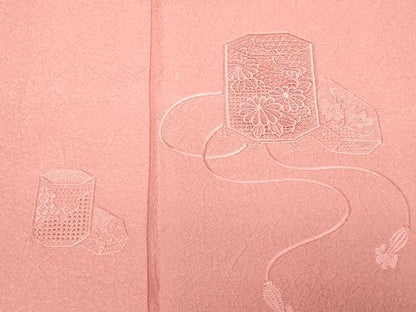 平和屋着物■中国三大刺繍　スワトウ刺繍　総刺繍　無地絵羽訪問着　貝桶花文　珊瑚色　正絹　逸品　CABE7786ev