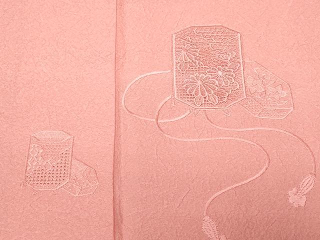 平和屋着物■中国三大刺繍　スワトウ刺繍　総刺繍　無地絵羽訪問着　貝桶花文　珊瑚色　正絹　逸品　CABE7786ev