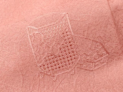 平和屋着物■中国三大刺繍　スワトウ刺繍　総刺繍　無地絵羽訪問着　貝桶花文　珊瑚色　正絹　逸品　CABE7786ev