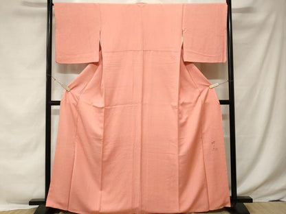 平和屋着物■日展作家　山本唯与志　レリーフ染　色無地　霞地紋　薄紅色　正絹　逸品　CABE7790ev