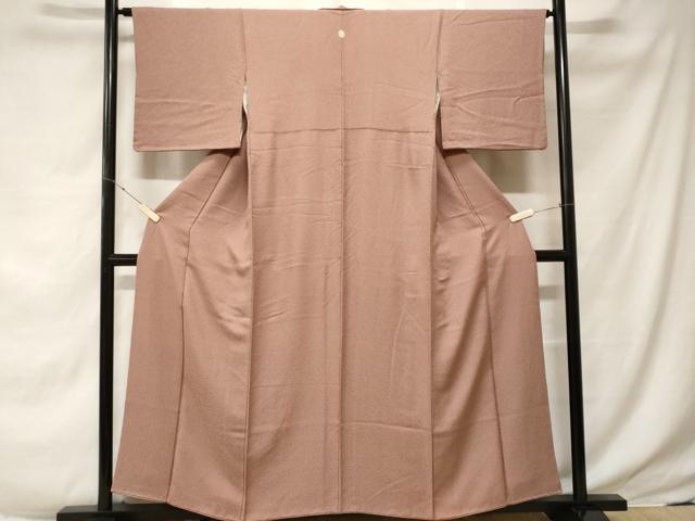 平和屋着物■上質な色無地　霞地紋　赤白橡色　正絹　逸品　CABE7791ev