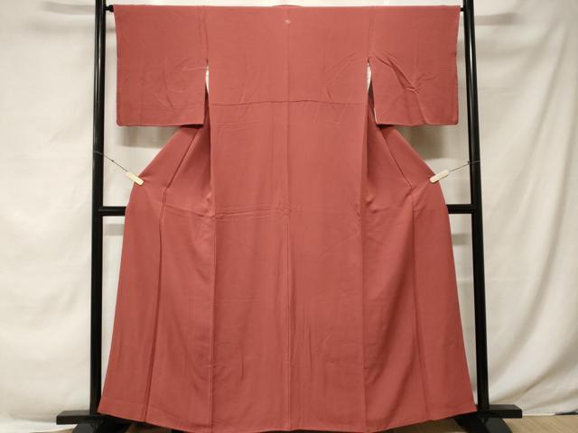 平和屋着物■上質な色無地　紅樺色　正絹　逸品　CABE7792ev