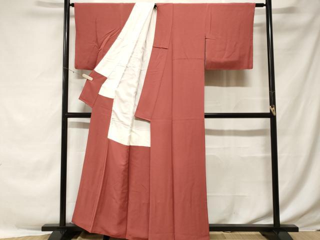 平和屋着物■上質な色無地　紅樺色　正絹　逸品　CABE7792ev