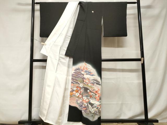 平和屋着物■豪華黒留袖　駒刺繍　御所解文　暈し染め　金彩　正絹　逸品　CABE7802ev