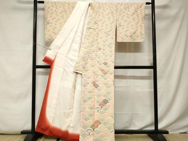 平和屋着物□訪問着 孔雀青海波文 金彩 正絹 逸品 CABE7806ev