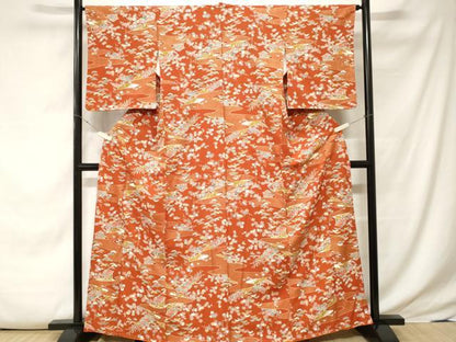 平和屋着物■上質な小紋　松竹梅風景文　金彩　正絹　逸品　未使用　CABE7809ev