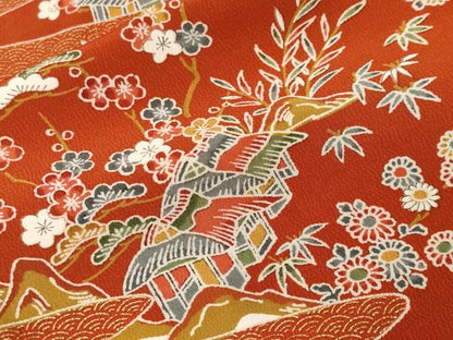 平和屋着物■上質な小紋　松竹梅風景文　金彩　正絹　逸品　未使用　CABE7809ev