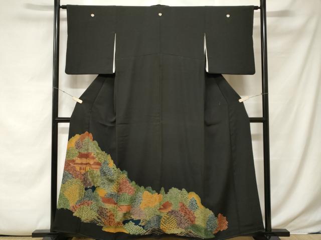 平和屋着物■豪華黒留袖　風景文　正絹　逸品　CABE7813ev