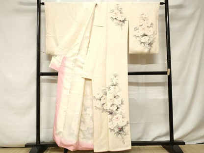 平和屋着物■訪問着　手描き　枝花文　金彩　正絹　逸品　CABE7821ev