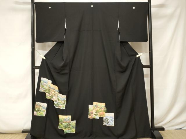 平和屋着物■豪華黒留袖　色紙重ね風景文　正絹　逸品　CABE7832ev