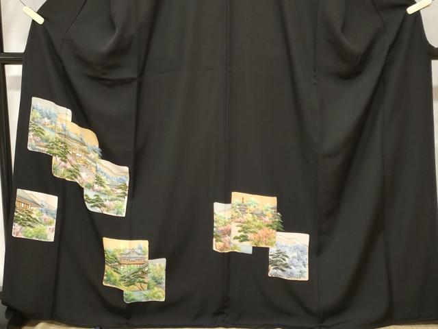 平和屋着物■豪華黒留袖　色紙重ね風景文　正絹　逸品　CABE7832ev