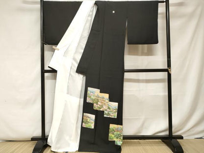 平和屋着物■豪華黒留袖　色紙重ね風景文　正絹　逸品　CABE7832ev