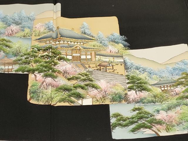 平和屋着物■豪華黒留袖　色紙重ね風景文　正絹　逸品　CABE7832ev