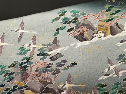 平和屋着物■豪華黒留袖　作家物　寿光織　立波舟舞鳥文　暈し染め　金彩　正絹　逸品　CABE7838ev
