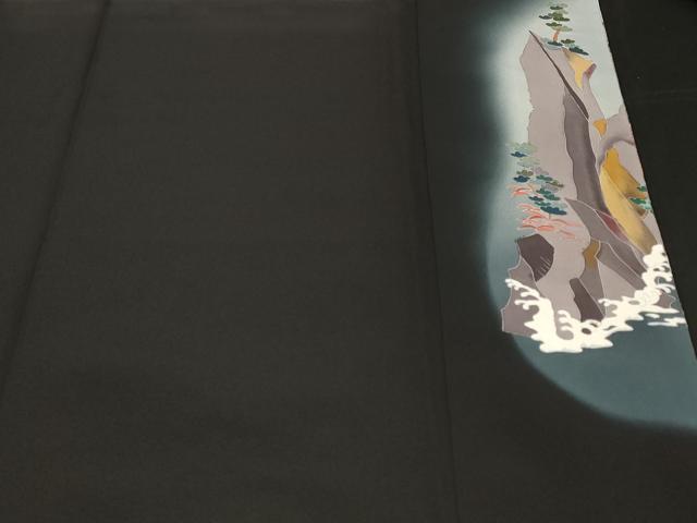 平和屋着物■豪華黒留袖　作家物　寿光織　立波舟舞鳥文　暈し染め　金彩　正絹　逸品　CABE7838ev