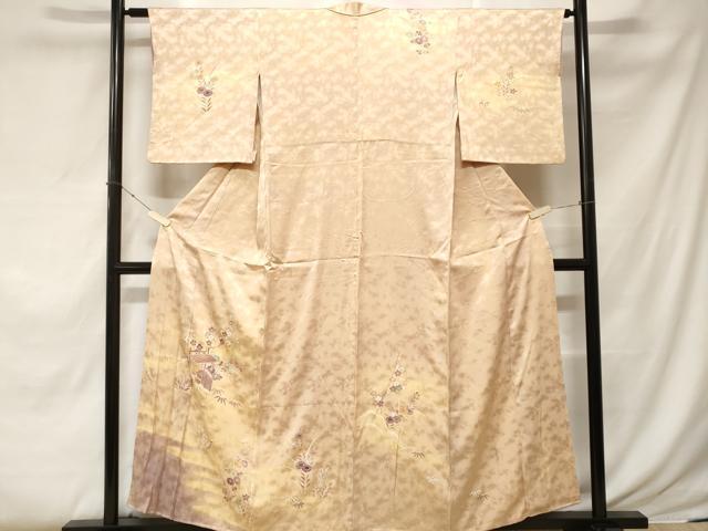 平和屋着物■訪問着　駒刺繍　草花文　暈し染め　正絹　逸品　CABE7839ev