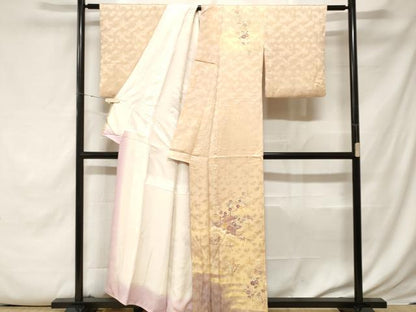 平和屋着物■訪問着　駒刺繍　草花文　暈し染め　正絹　逸品　CABE7839ev