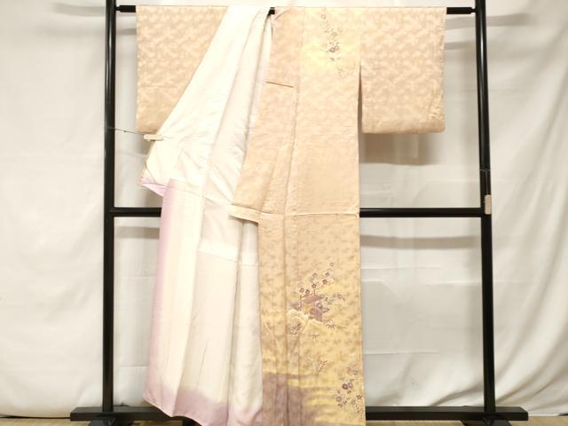 平和屋着物■訪問着　駒刺繍　草花文　暈し染め　正絹　逸品　CABE7839ev