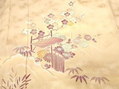 平和屋着物■訪問着　駒刺繍　草花文　暈し染め　正絹　逸品　CABE7839ev