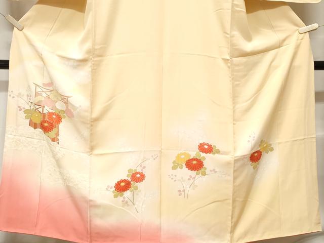 平和屋着物▽上質な小紋　単衣　更紗花文　金彩　正絹　逸品　未使用　AABF6800jh 平和屋着物□上質な小紋 菊文 暈し染め 金彩 正絹 逸品 CABE7845ev