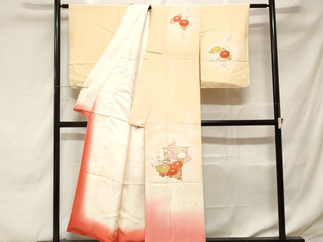 平和屋着物□上質な小紋 菊文 暈し染め 金彩 正絹 逸品 CABE7845ev