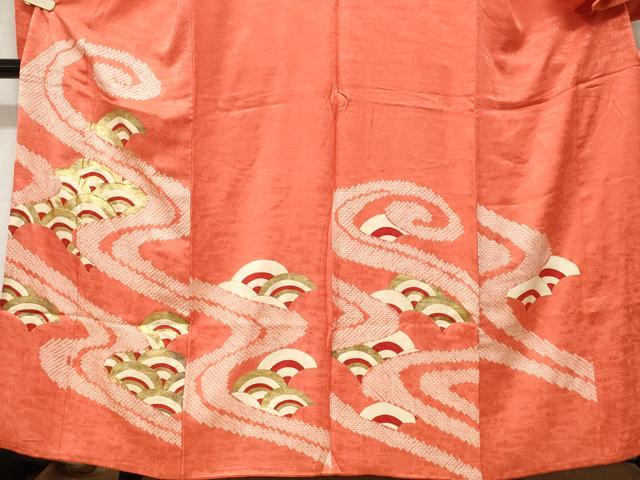 平和屋着物■訪問着　駒刺繍　絞り　青海波文　金彩　正絹　逸品　CABE7847ev