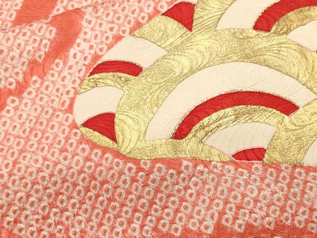 平和屋着物■訪問着　駒刺繍　絞り　青海波文　金彩　正絹　逸品　CABE7847ev