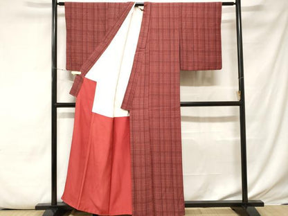 平和屋着物■上質な小紋 格子柄 正絹 逸品 CABE7854ev