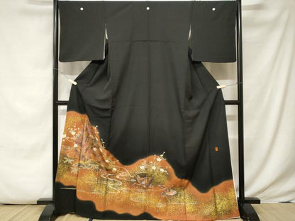 平和屋着物■豪華黒留袖 作家物 飛鶴松竹梅 暈し染め 金彩 正絹 逸品 CABE7876ev