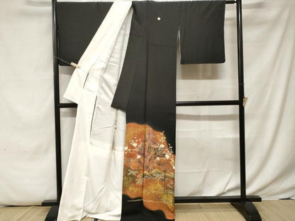 平和屋着物■豪華黒留袖 作家物 飛鶴松竹梅 暈し染め 金彩 正絹 逸品 CABE7876ev
