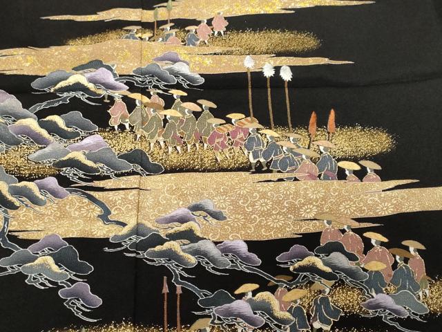平和屋着物■豪華黒留袖　駒刺繍　大名行列　金彩　鈴乃屋扱い　正絹　逸品　未使用　CABE7880ev