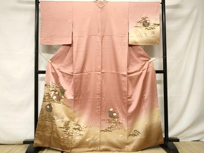 平和屋着物■訪問着　立波雪輪枝花文　暈し染め　金彩　正絹　逸品　CABE7905ev