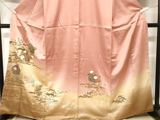 平和屋着物■訪問着　立波雪輪枝花文　暈し染め　金彩　正絹　逸品　CABE7905ev